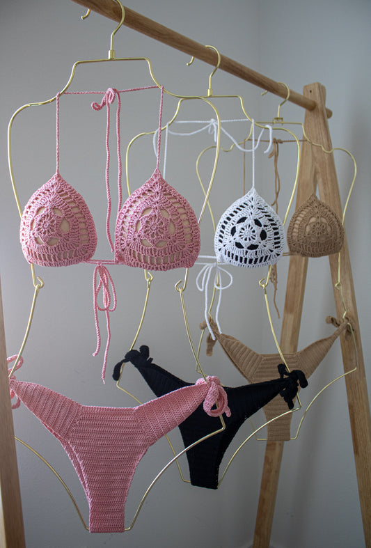 Angelica Crochet Bikini in Beige